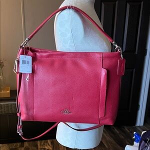 Coach Pink Leather Scout Hobo Bag
